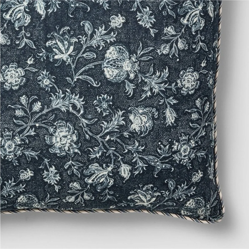 Square Allover Floral Pillow Navy - Threshold™ designed with Studio McGee